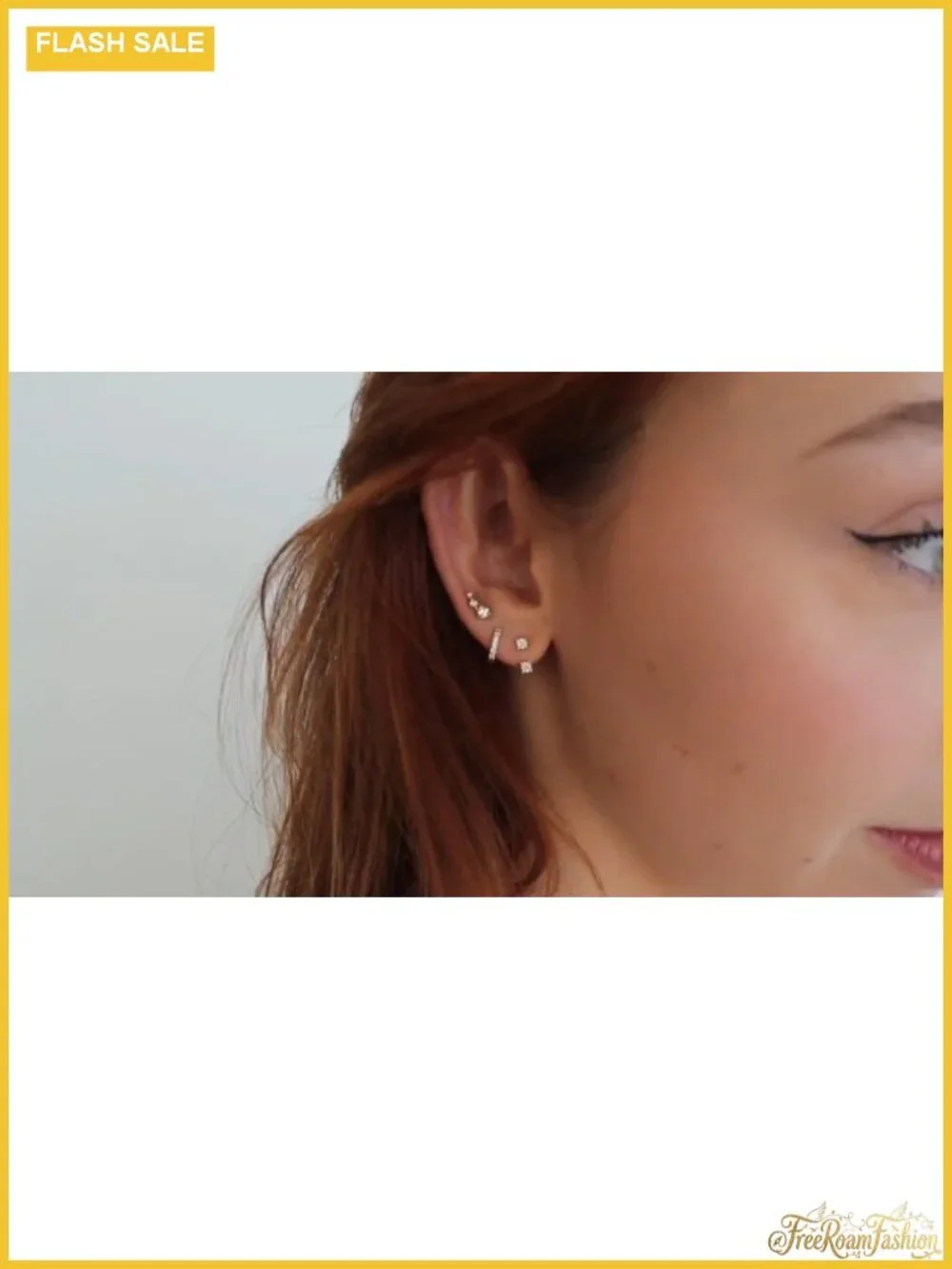 3 Pair 925 Sterling Silver Earrings Set CZ Hoop Stud Hypoallergenic